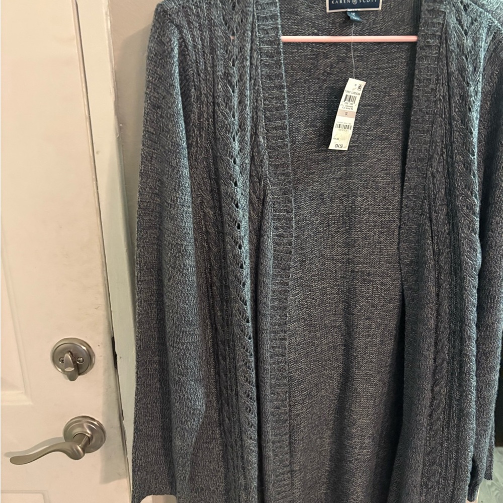 Liz Claiborne Charcoal Knit Cardigan